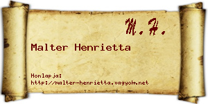 Malter Henrietta névjegykártya